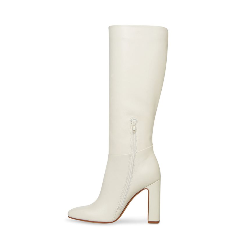 White Steve Madden Ally Leather Women's Knee-high Boots | PH 7490LDY